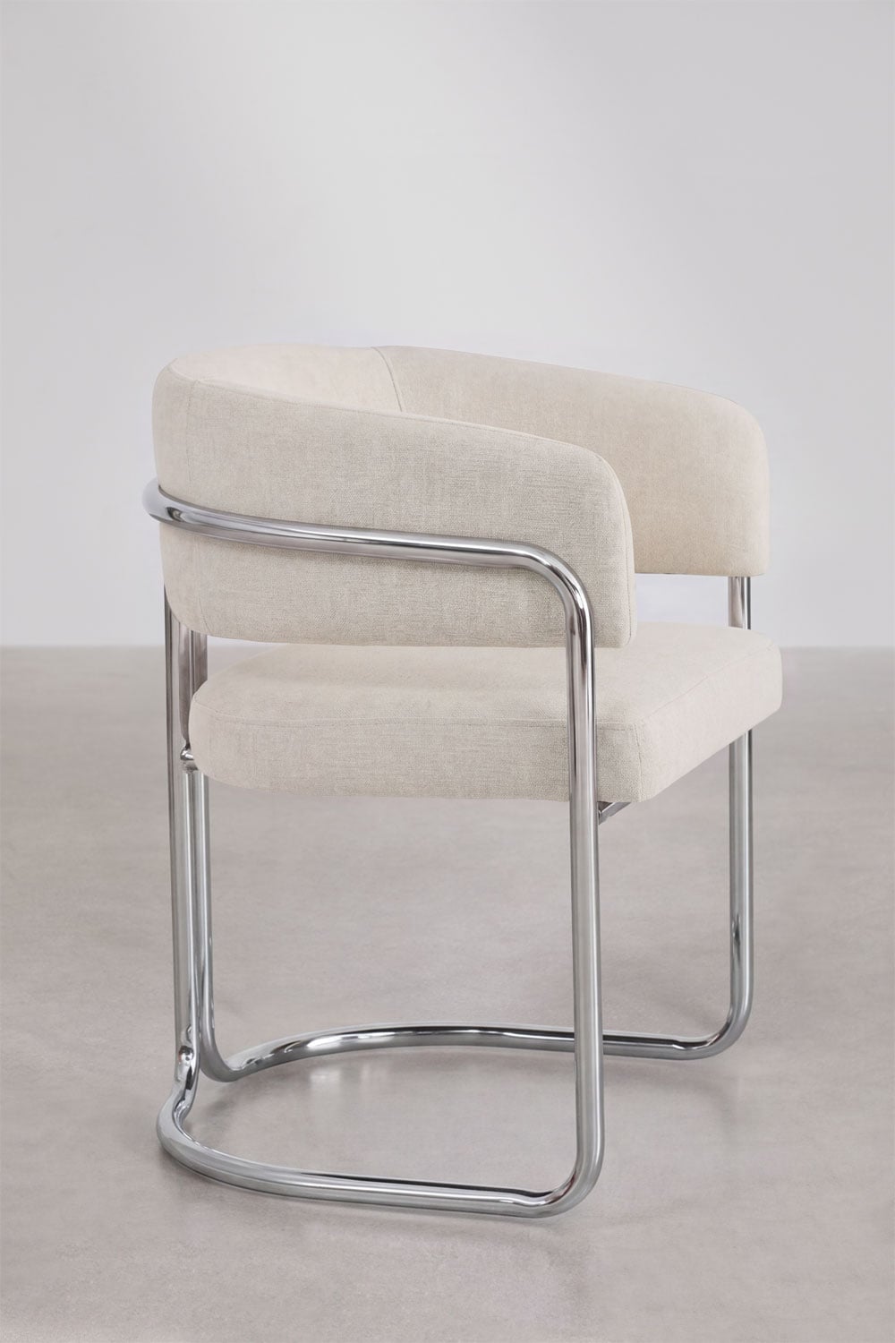 Chaise de salle à manger avec accoudoirs, tapissée et en fer Zantria, image de la galerie 2