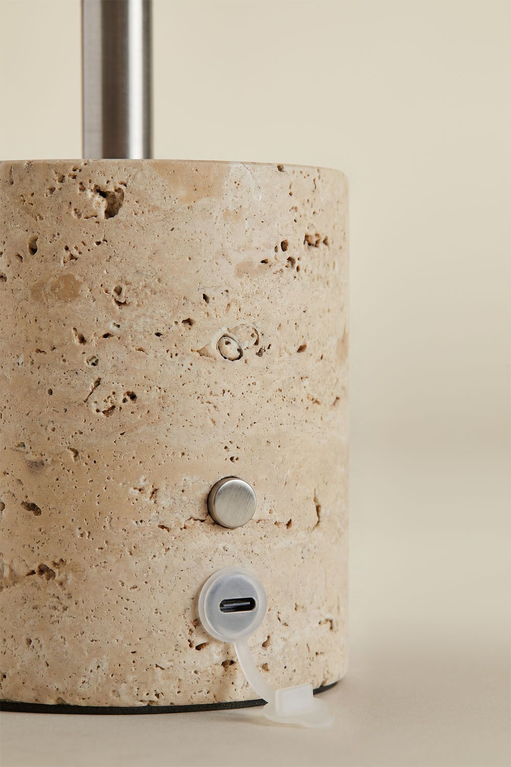 Lampe de table LED sans fil en fer et pierre naturelle Nicolas, image de la galerie 4