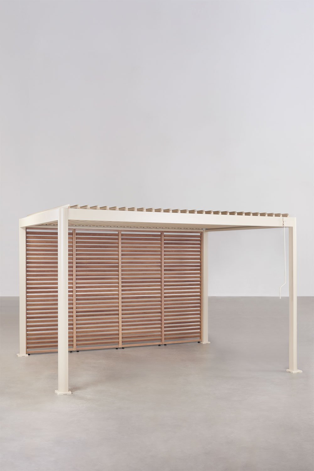 Pergola bioclimatique en aluminium avec lames et panneau latéral Druvia, image de la galerie 1