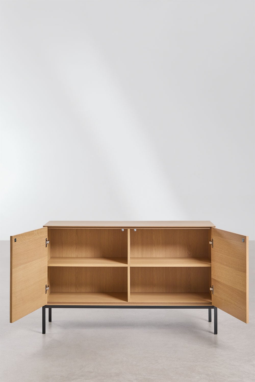 Buffet rectangulaire 120x40 cm en MDF et placage chêne Bromley, image de la galerie 3