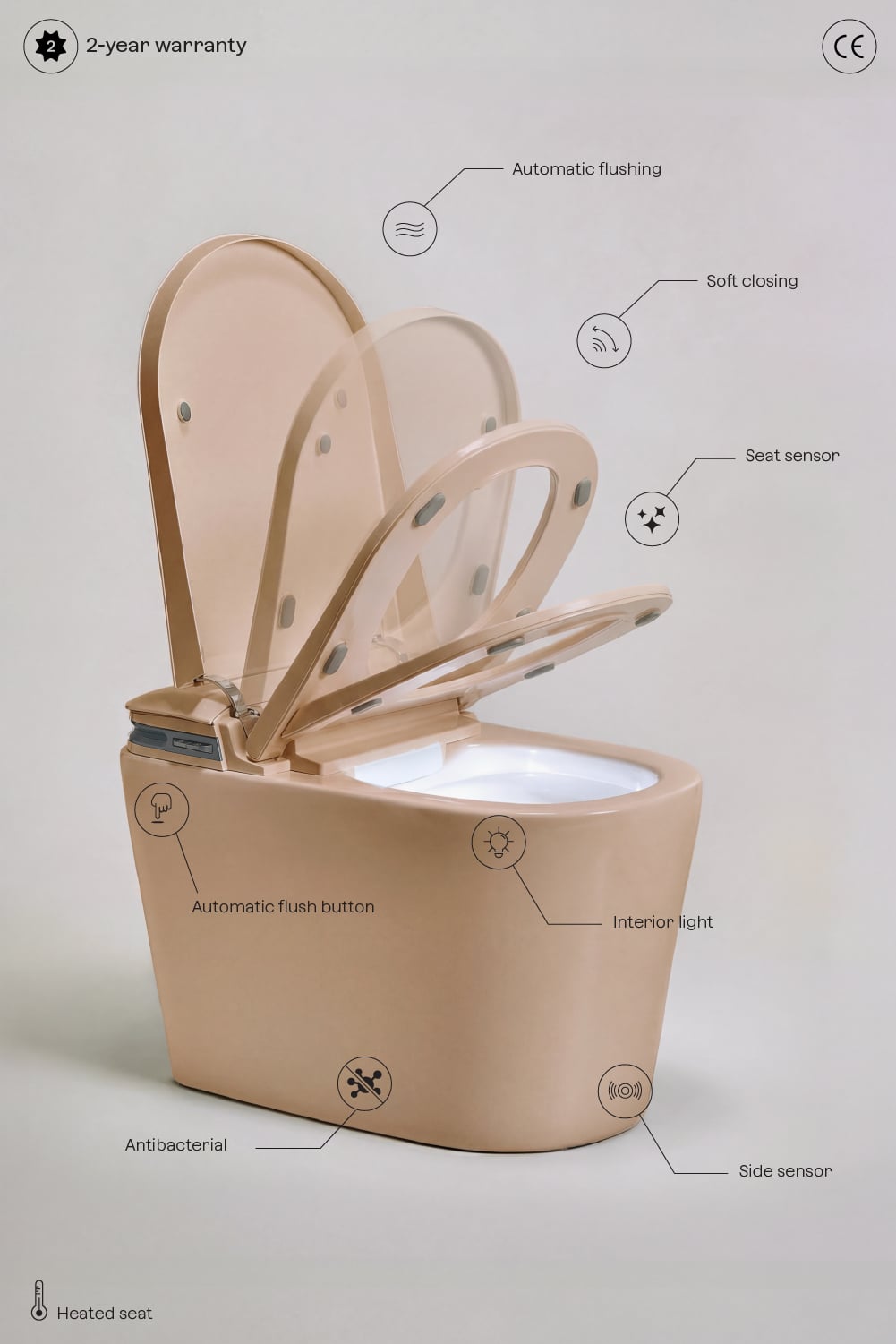 Toilette intelligent en céramique Saloa Basic, image de la galerie 6