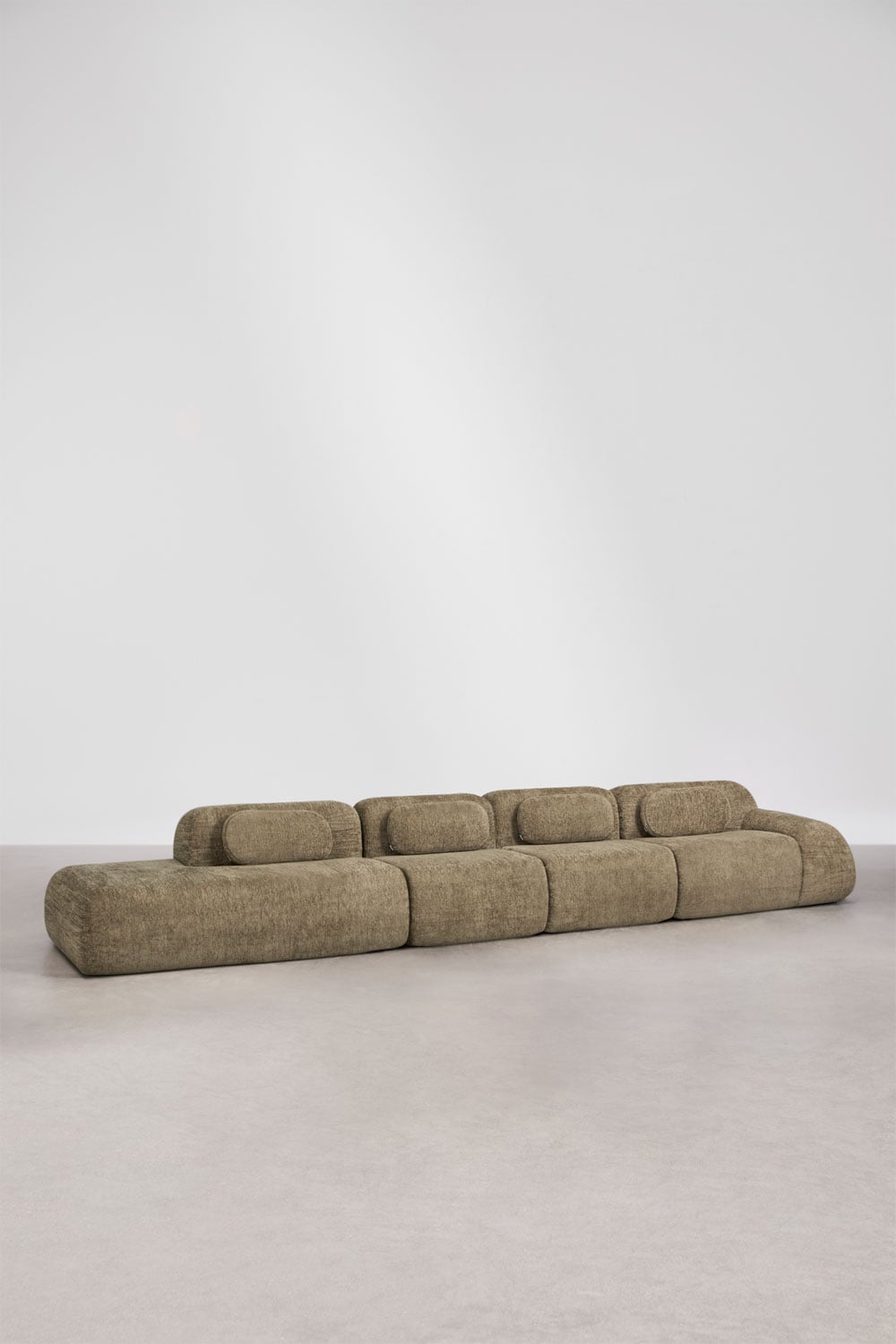 Canapé d'angle modulaire 4 pièces avec méridienne gauche en chenille emballé sous vide Merida, image de la galerie 1