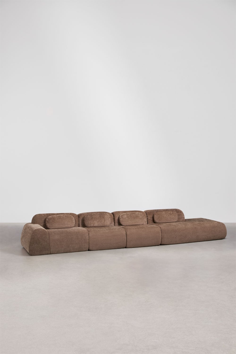Canapé d'angle modulaire 4 pièces avec méridienne droite en chenille emballé sous vide Merida, image de la galerie 1