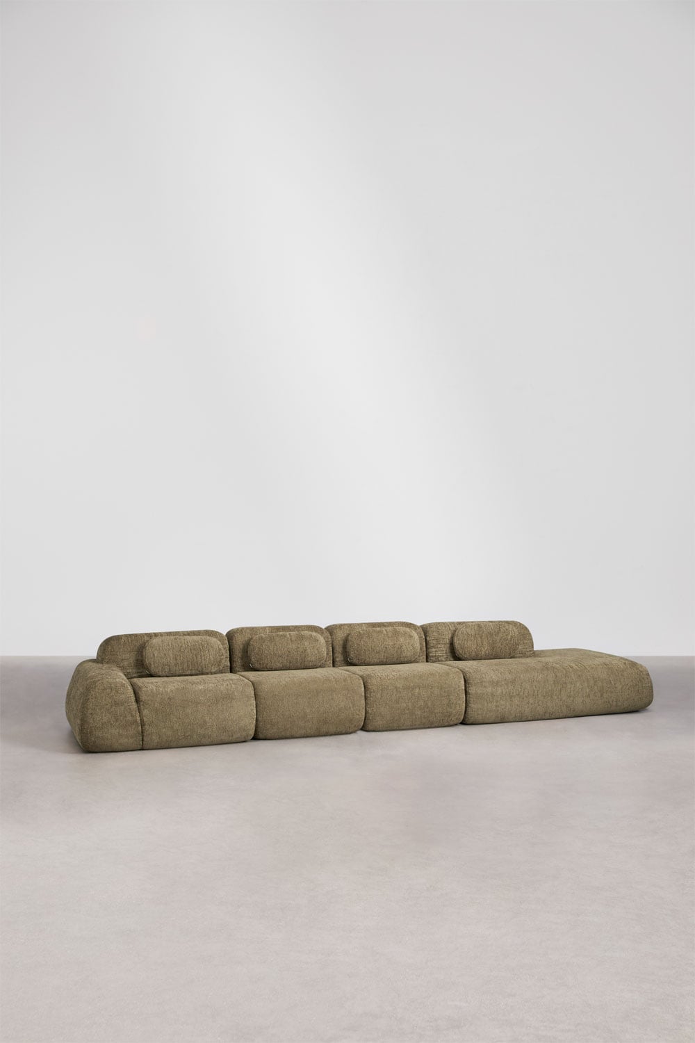 Canapé d'angle modulaire 4 pièces avec méridienne droite en chenille emballé sous vide Merida, image de la galerie 1