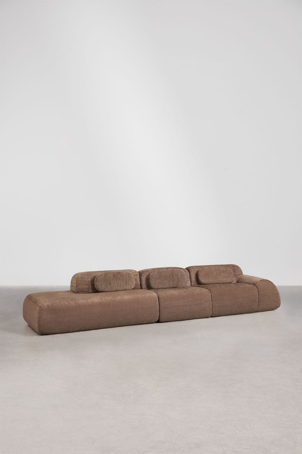 Canapé d'angle modulaire 3 pièces avec méridienne gauche en chenille emballé sous vide Merida, image de la galerie 1
