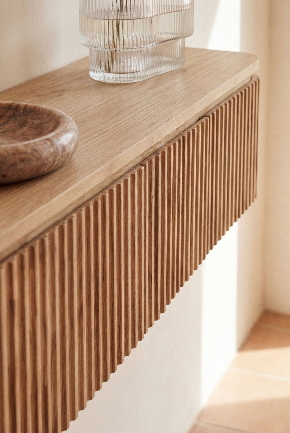Console d'entrée murale 80x30 cm en bois d'acacia Biljandi, image de la galerie 2