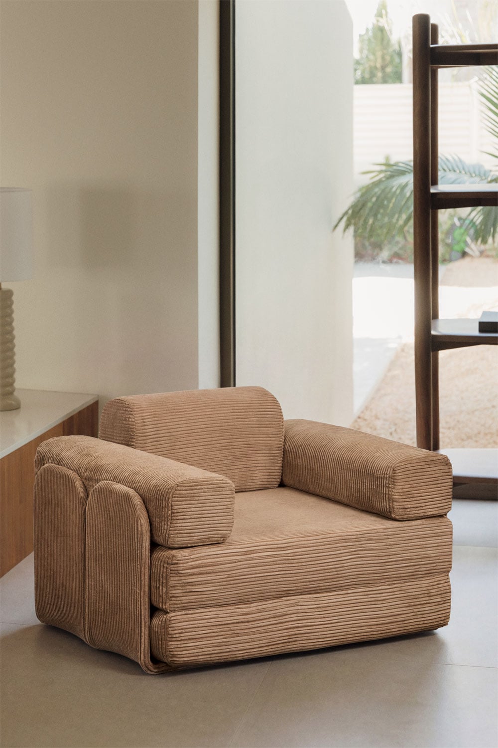 Fauteuil-lit en velours côtelé emballé sous vide Paoly, image de la galerie 1