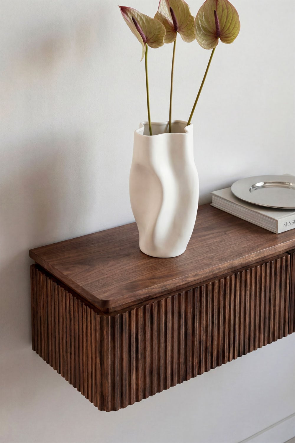 Console d'entrée murale 80x30 cm en bois d'acacia Biljandi, image de la galerie 2