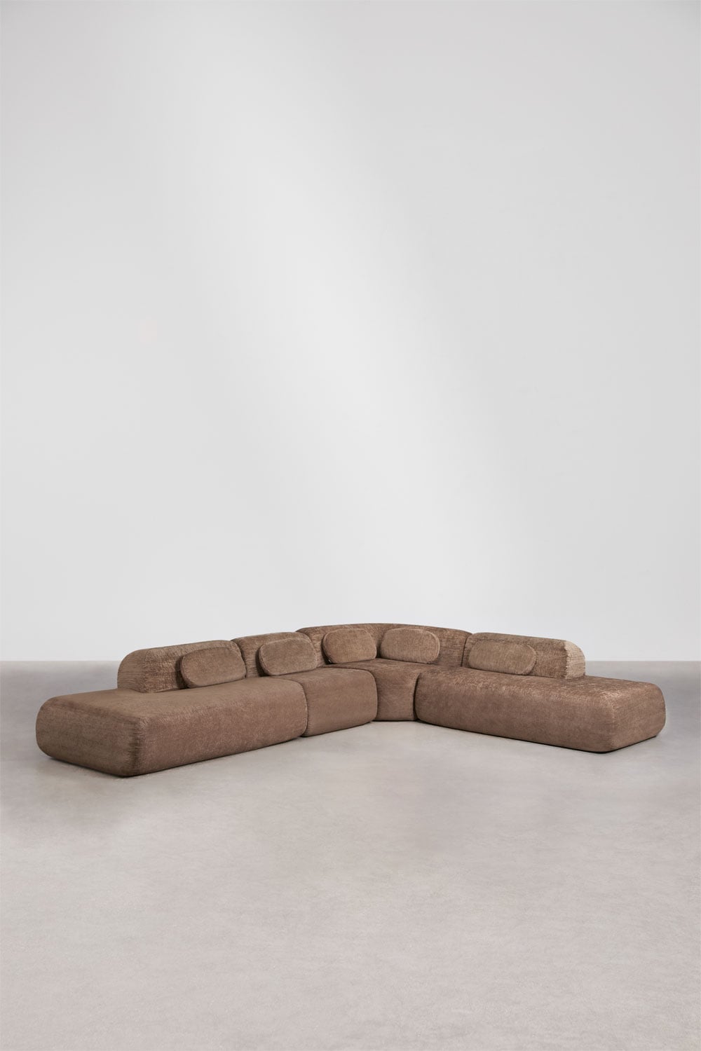 Canapé d'angle modulaire 4 pièces avec double méridienne en chenille emballé sous vide Merida, image de la galerie 1