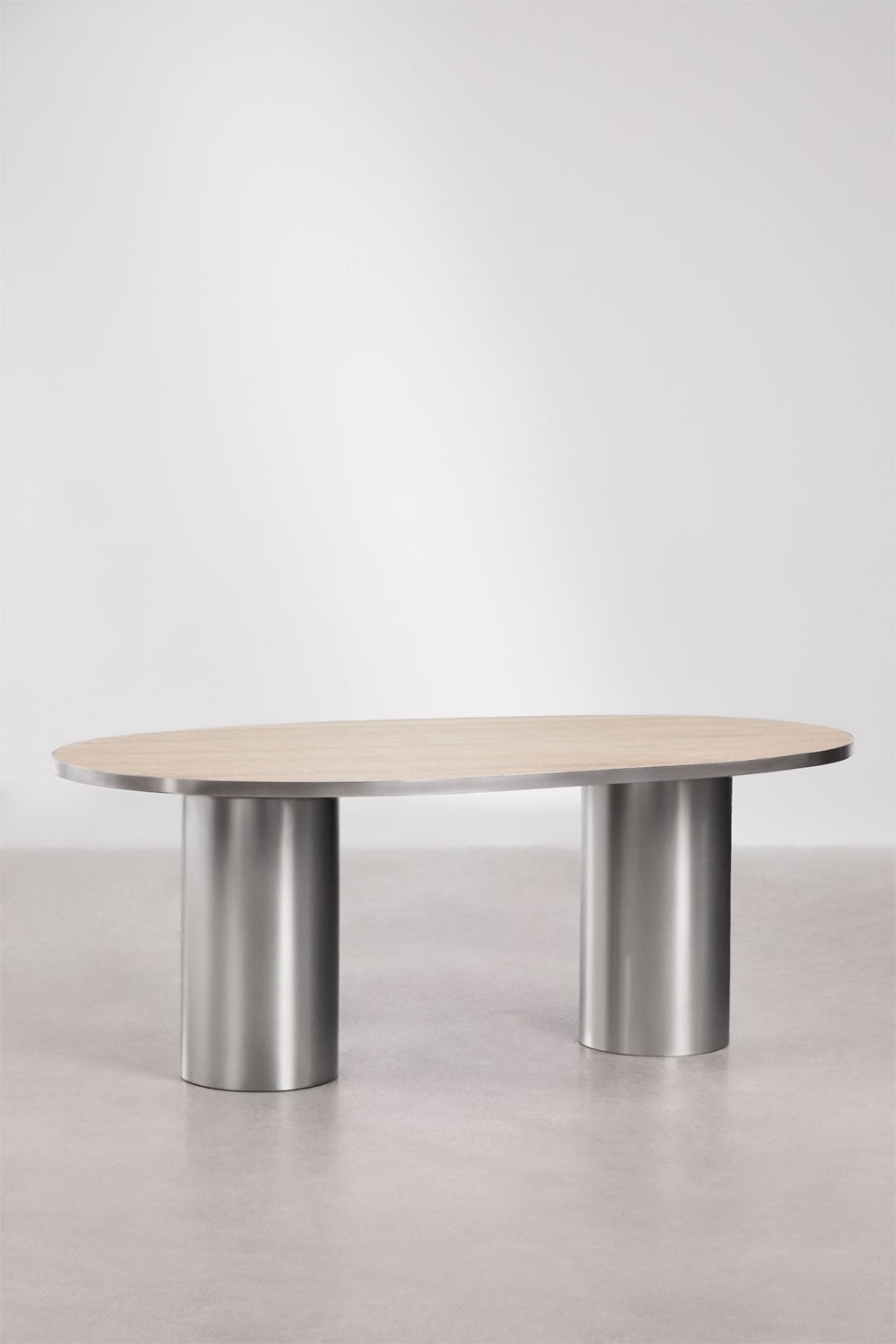 Table de salle à manger ovale 220x110 cm en pierre naturelle et acier inoxydable Fertrix, image de la galerie 3