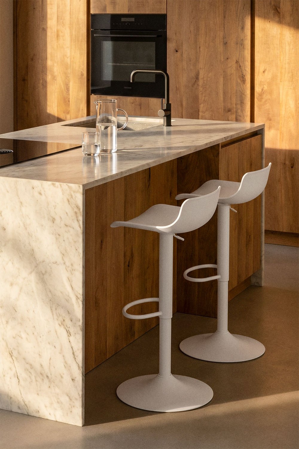 Lot de 2 tabourets hauts réglables blanc Arjenn, image de la galerie 1