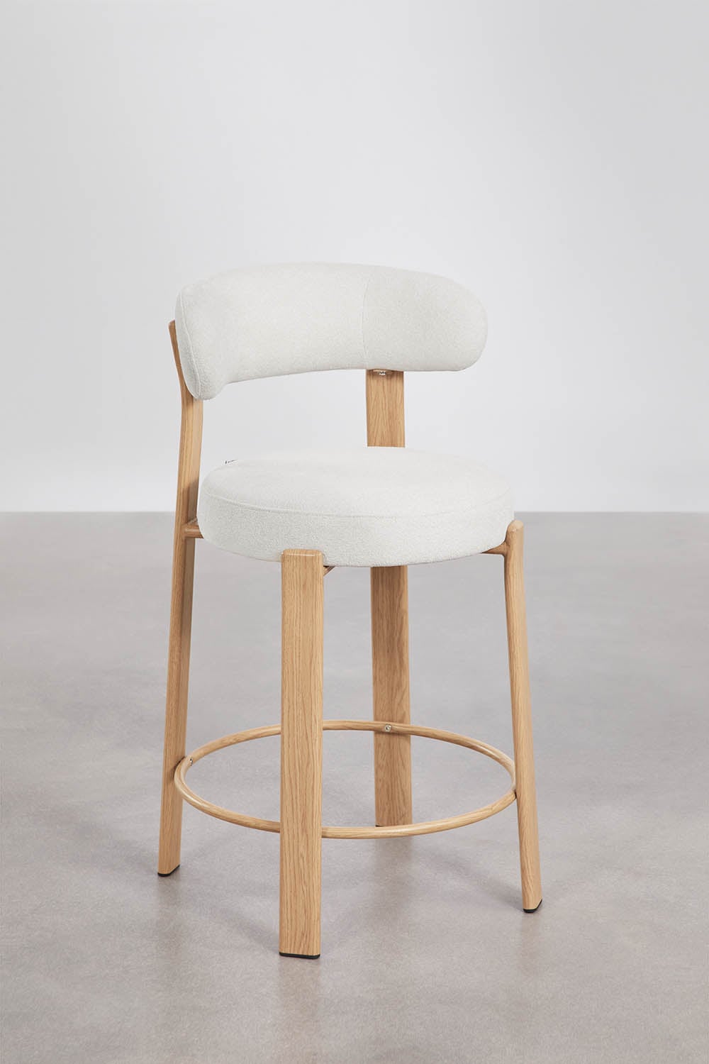 Tabouret haut avec dossier en tissu chenille et fer Jolie, image de la galerie 1