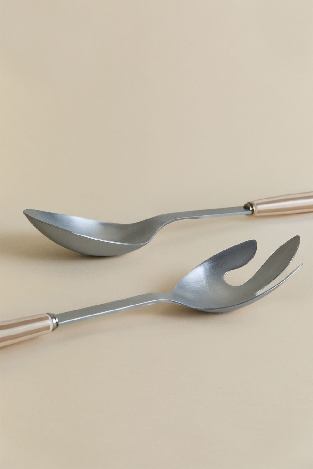 Set de 2 couverts à salade en acier inoxydable et céramique Ireli, image de la galerie 3