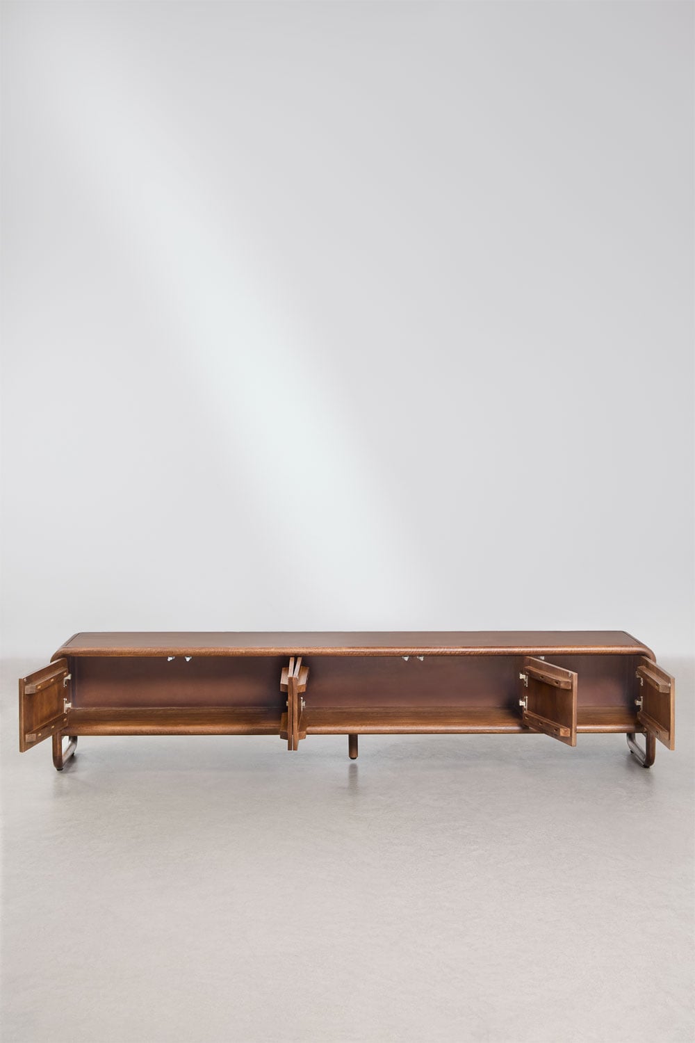 Meuble TV 220 x 40 cm en bois de manguier foncé Maupaul, image de la galerie 3