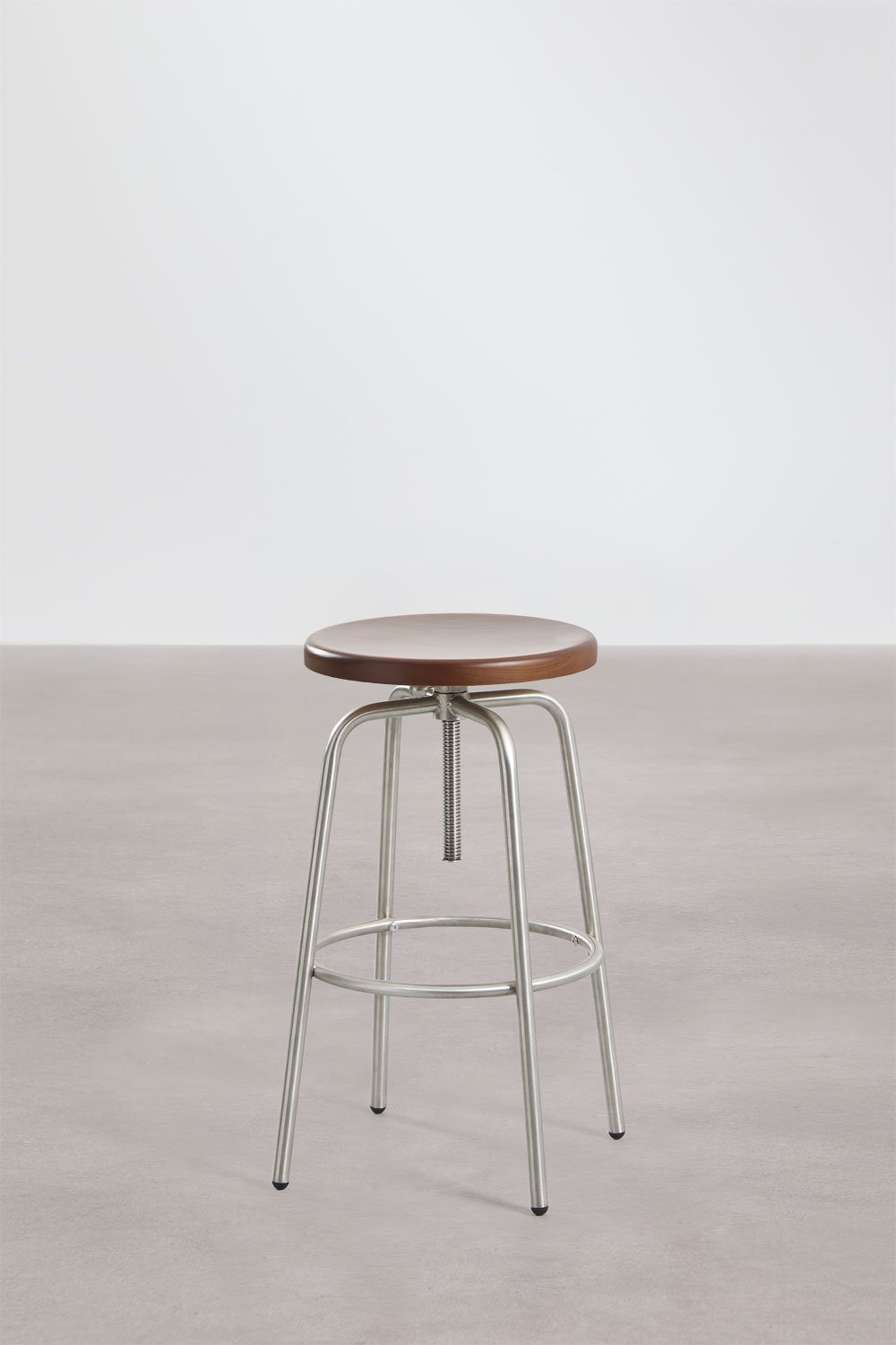 Tabouret haut réglable en acier inoxydable et bois de hêtre Bangalore, image de la galerie 2
