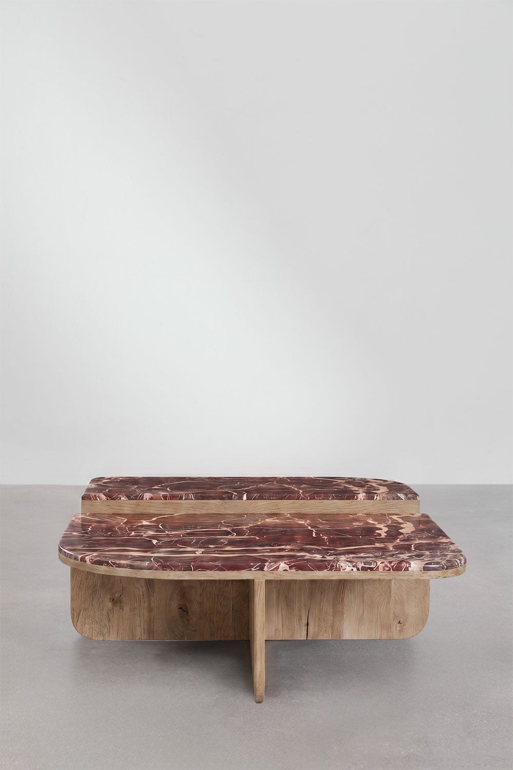 Table basse 90x90 cm en pierre naturelle et bois de manguier Clotsh, image de la galerie 3