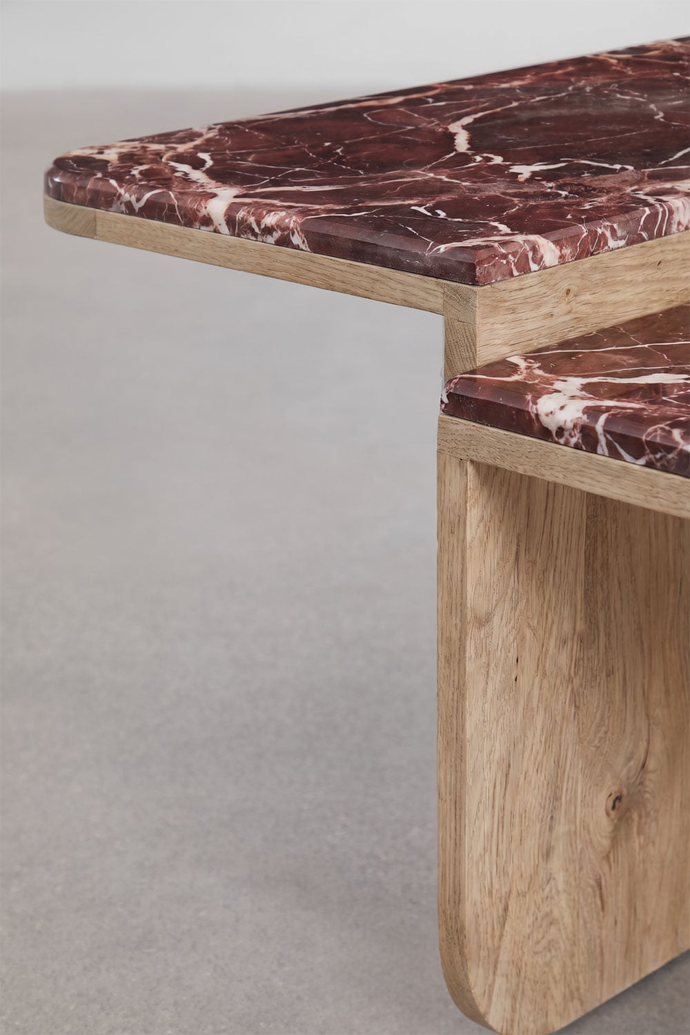 Table basse 90x90 cm en pierre naturelle et bois de manguier Clotsh, image de la galerie 4