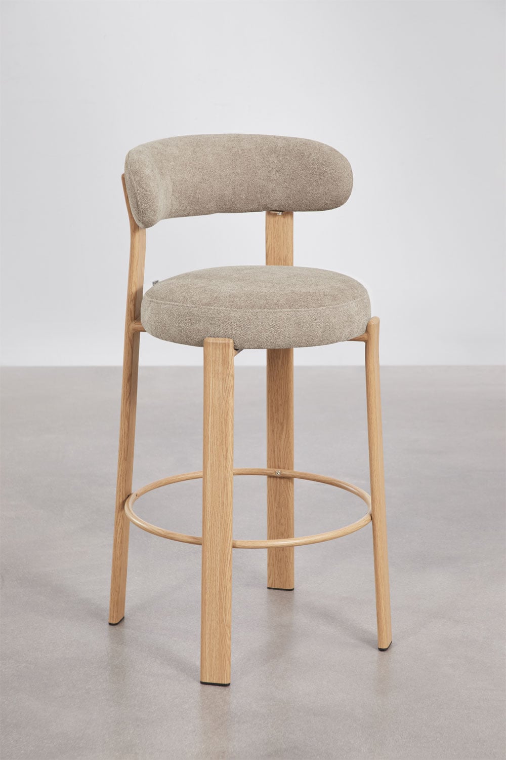 Pack de 2 tabourets hauts avec dossier en tissu chenille et fer Jolie, image de la galerie 3