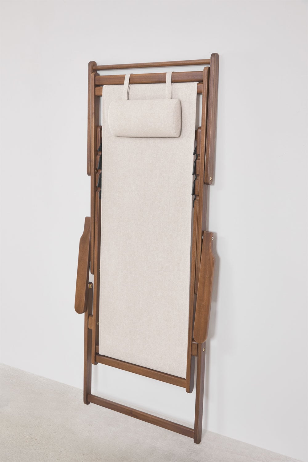 Pack de 2 chaises longues pliantes en bois d'acacia avec coussin Rondonia, image de la galerie 9