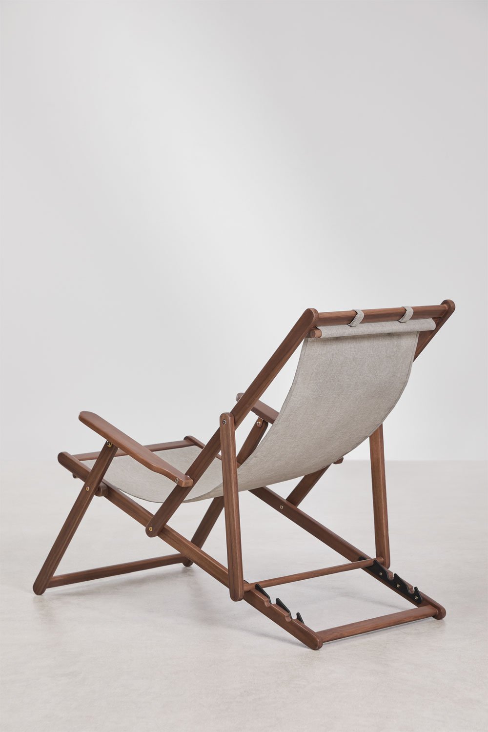 Pack de 2 chaises longues pliantes en bois d'acacia avec coussin Rondonia, image de la galerie 5