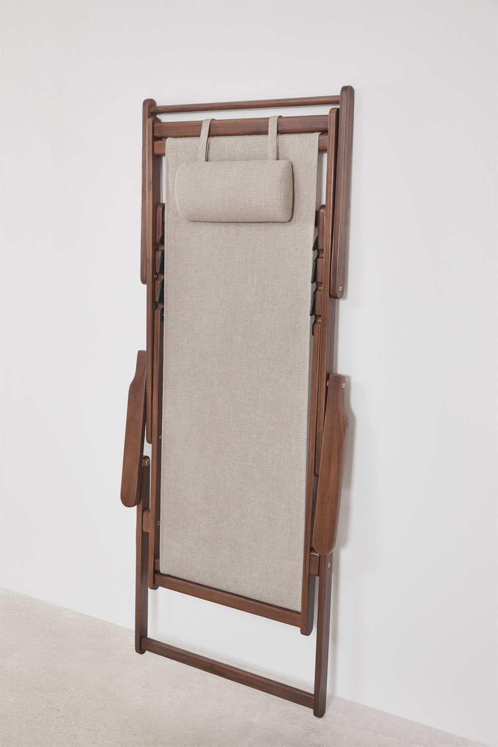 Pack de 2 chaises longues pliantes en bois d'acacia avec coussin Rondonia, image de la galerie 10