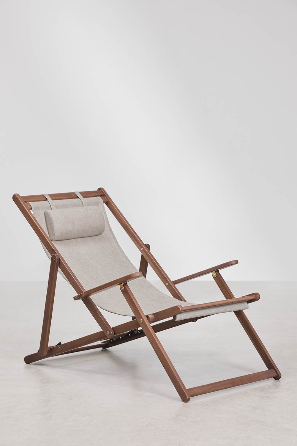 Pack de 2 chaises longues pliantes en bois d'acacia avec coussin Rondonia, image de la galerie 3