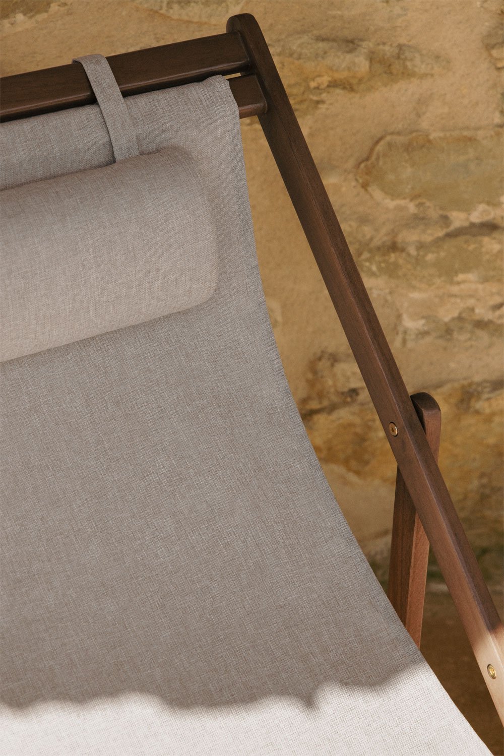 Pack de 2 chaises longues pliantes en bois d'acacia avec coussin Rondonia, image de la galerie 2
