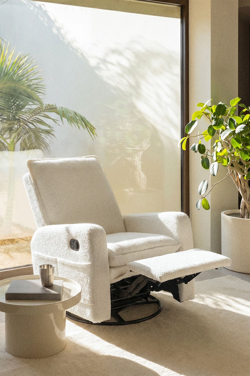 Pack de 2 fauteuils inclinables et pivotants en tissu bouclé Nolon, image de la galerie 2