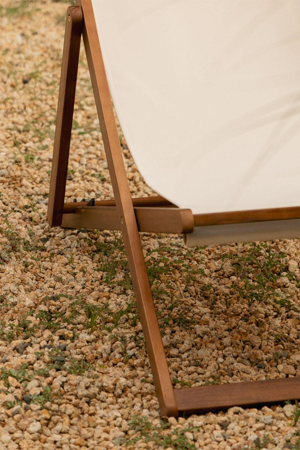 Pack de 2 chaises longues pliantes en bois avec coussin Kardis, image de la galerie 2