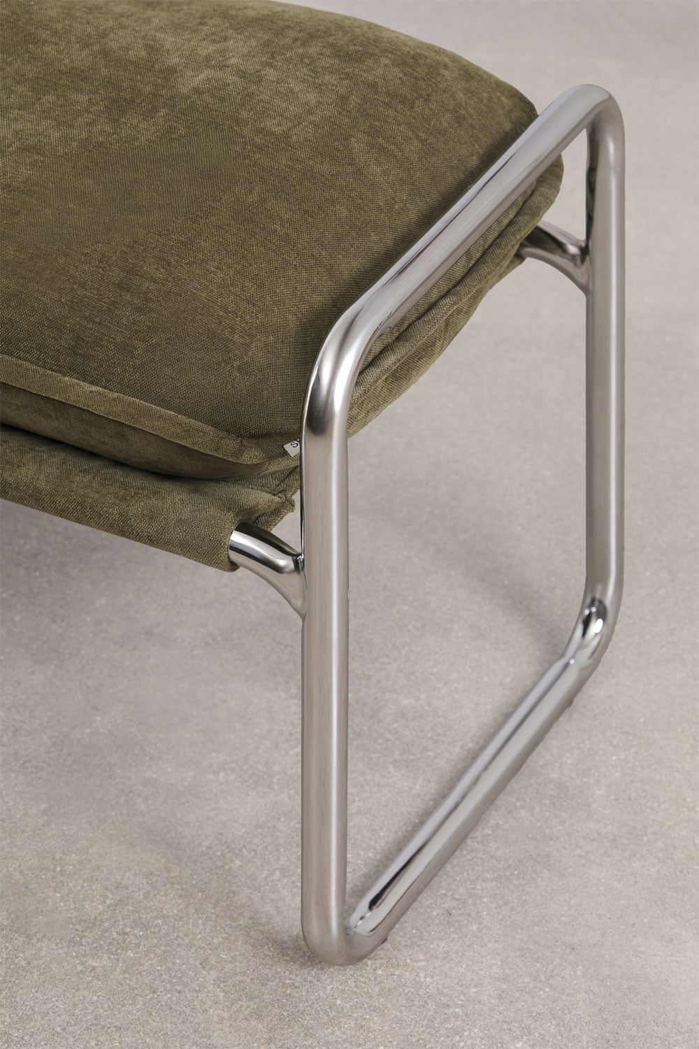 Banc 110 cm tapissé en chenille vert army Matilda, image de la galerie 5