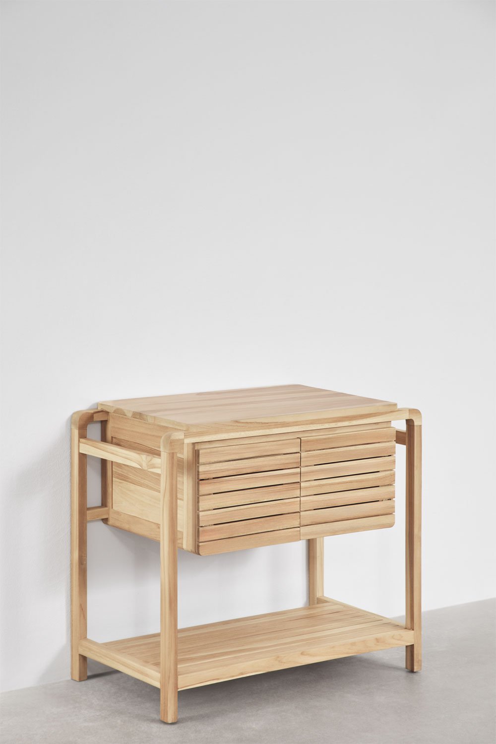 Ensemble de meuble de salle de bain en bois de teck Bradley, image de la galerie 2