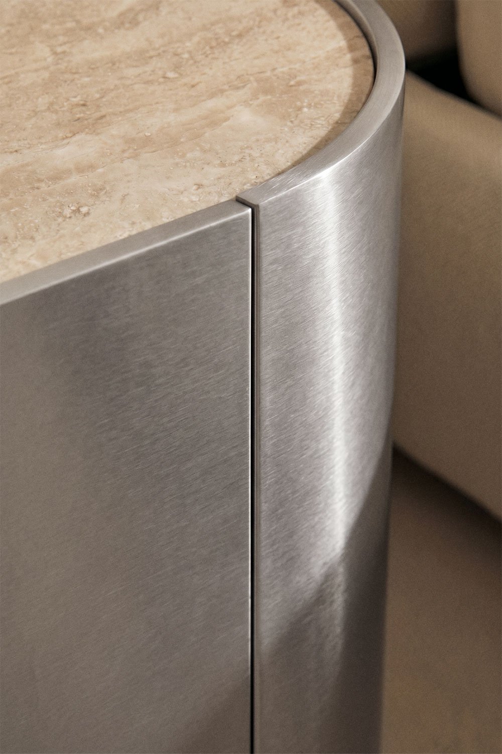 Table de chevet 50x35 cm en acier inoxydable Luena, image de la galerie 2