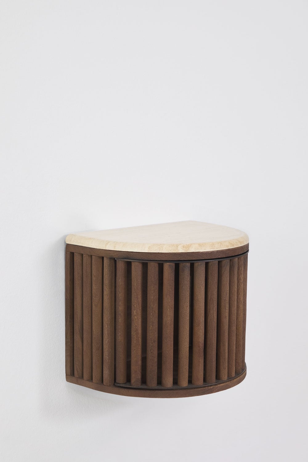Pack de 2 tables de chevet flottantes 40x30 cm en bois de manguier et pierre naturelle Talix, image de la galerie 3