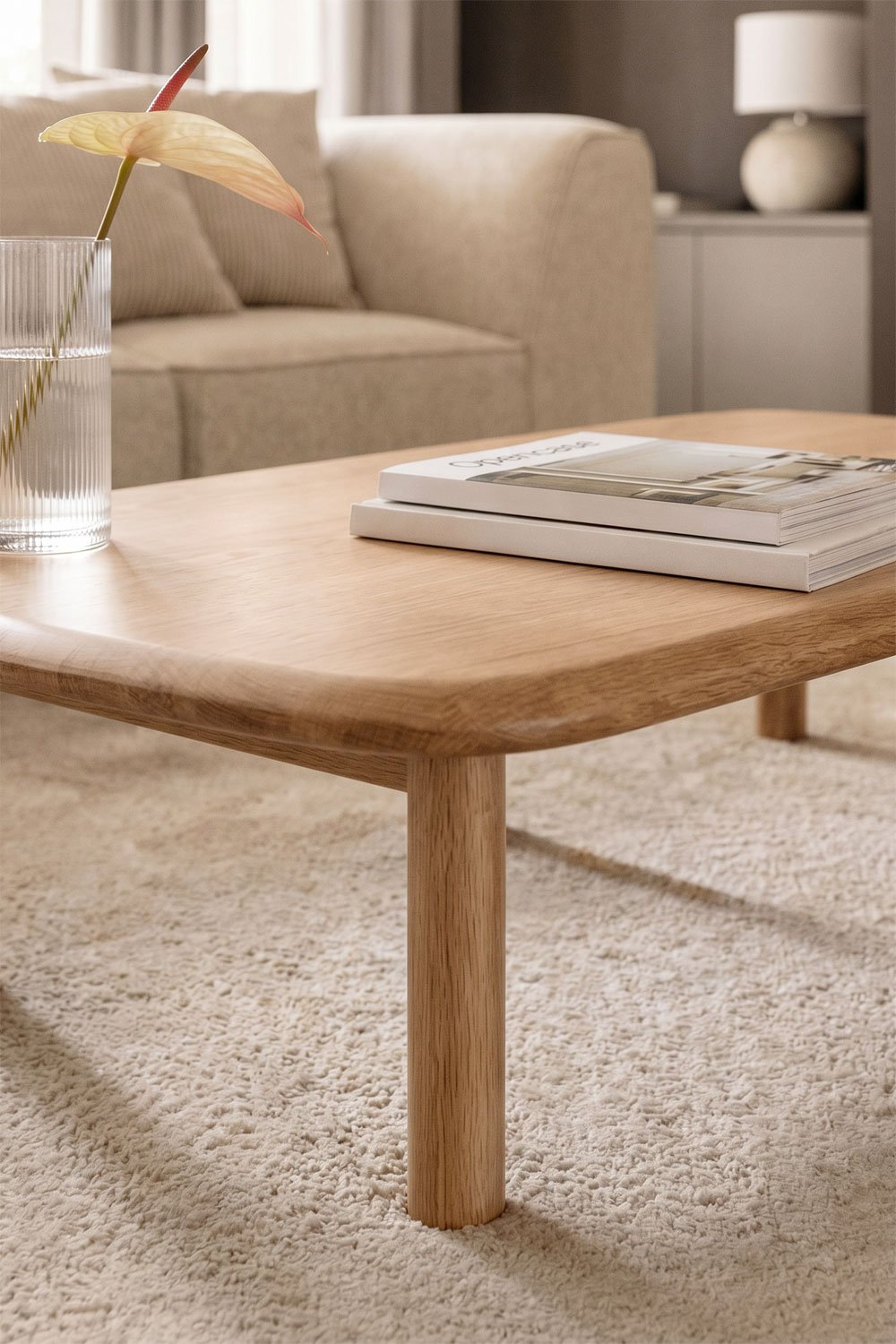 Table basse rectangulaire 100x65 cm en bois Treveris, image de la galerie 2