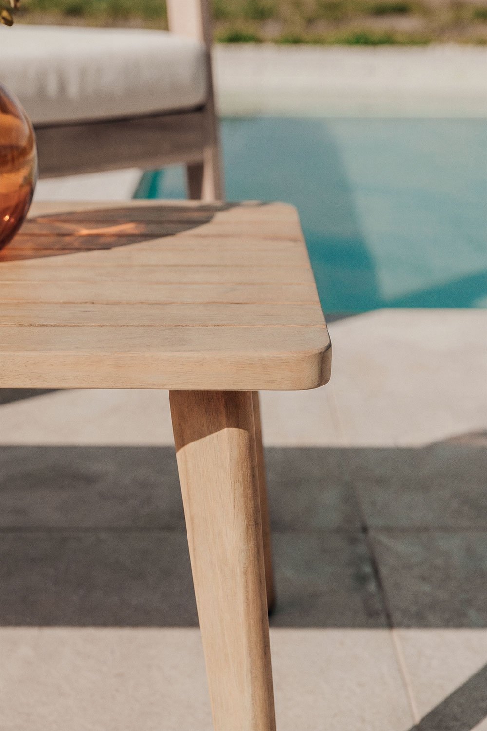 Table basse rectangulaire de jardin 90x50 cm en bois d'acacia Kaela, image de la galerie 2