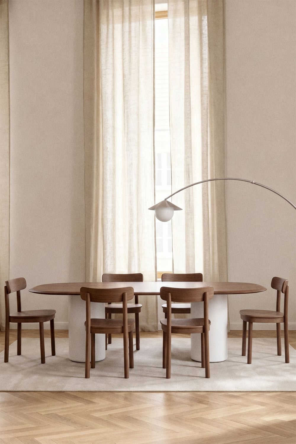 Table de salle à manger ovale en MDF et ciment Lysander, image de la galerie 1