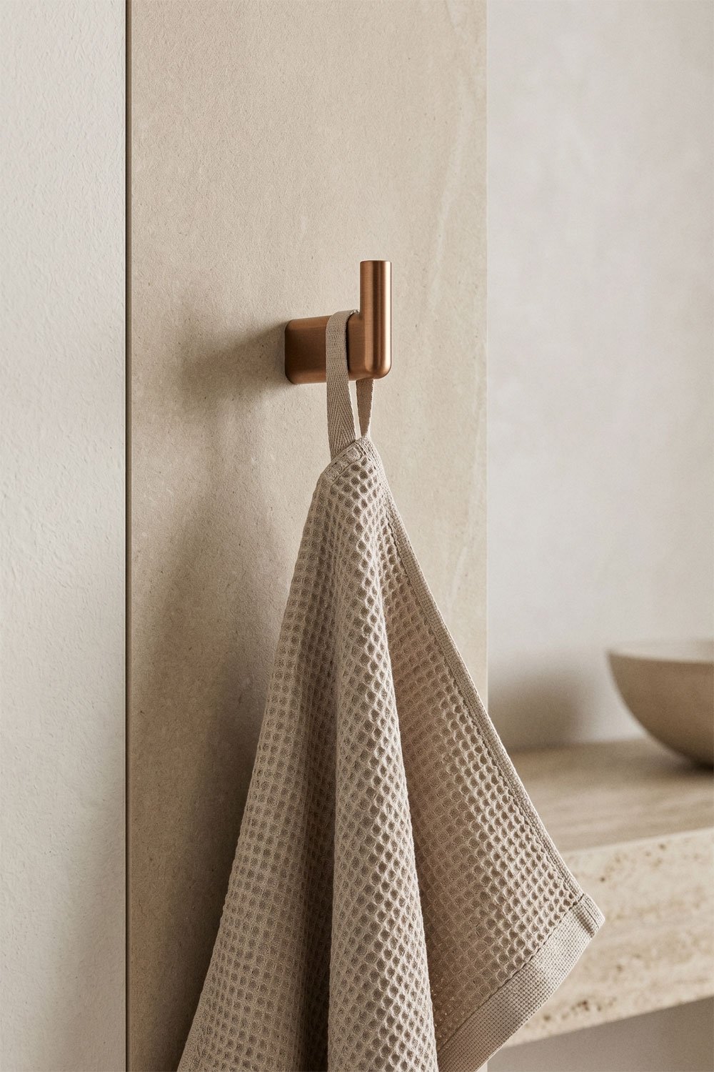 Patère de salle de bain en acier inoxydable et or rose brossé Rovent, image de la galerie 1