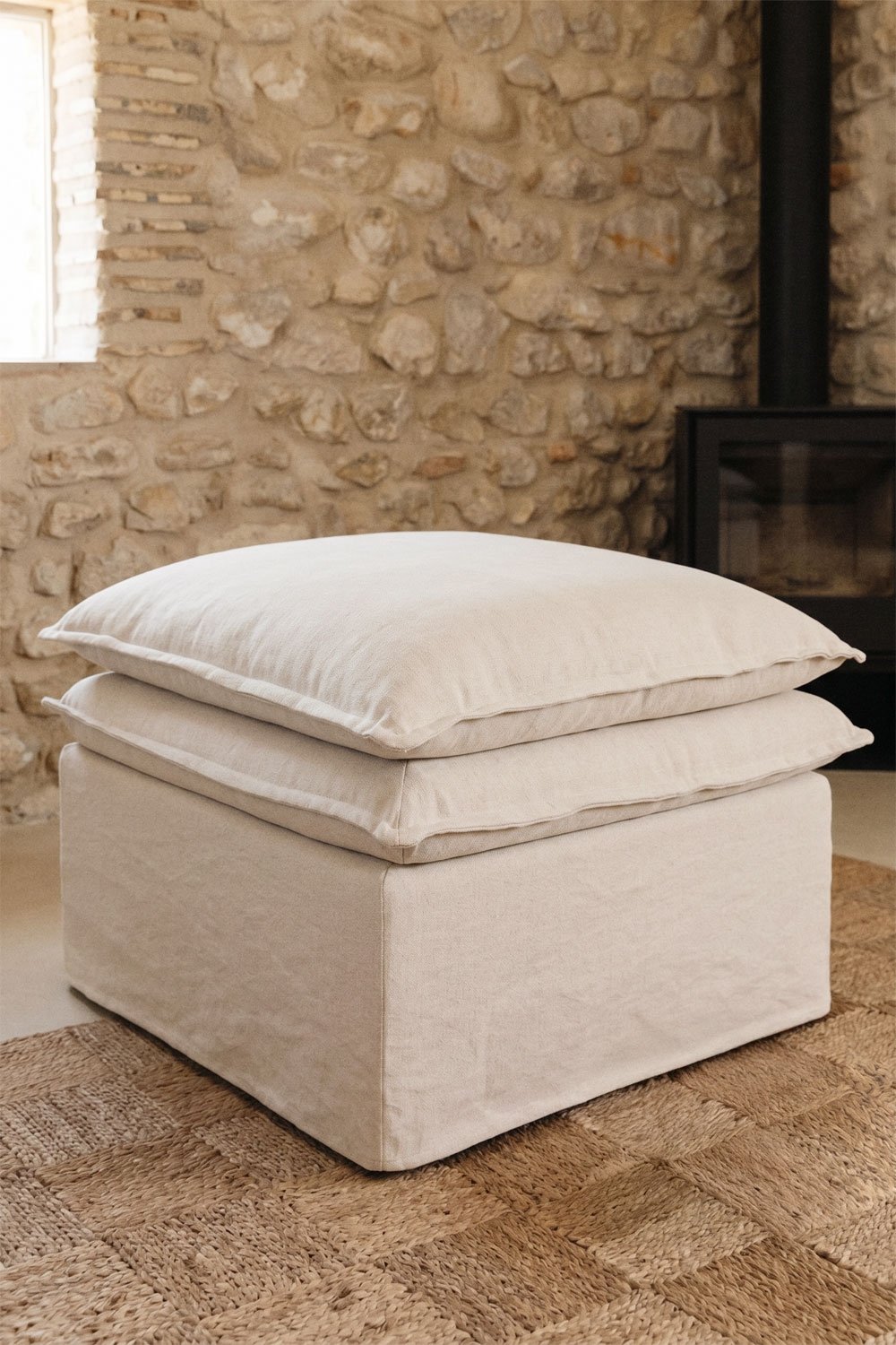 Pouf en lin et coton Grace, image de la galerie 1