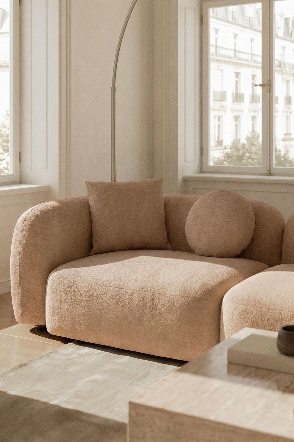 Module d'angle gauche 2 places pour canapé modulaire en chenille Coco, image de la galerie 1