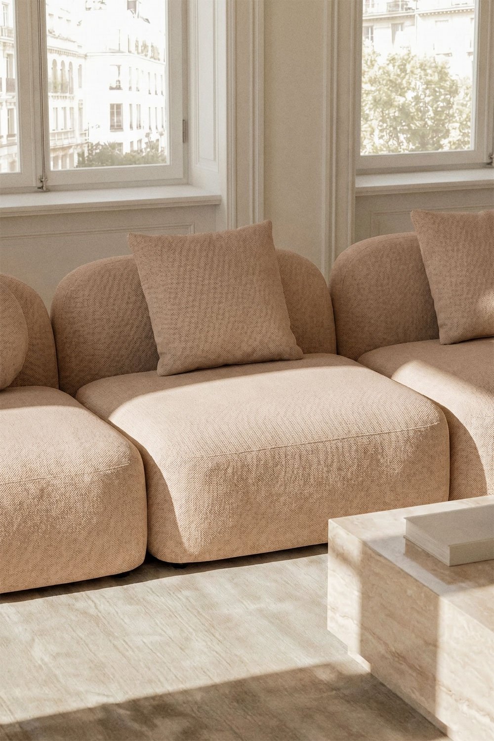 Module central pour canapé modulaire en chenille Coco, image de la galerie 1