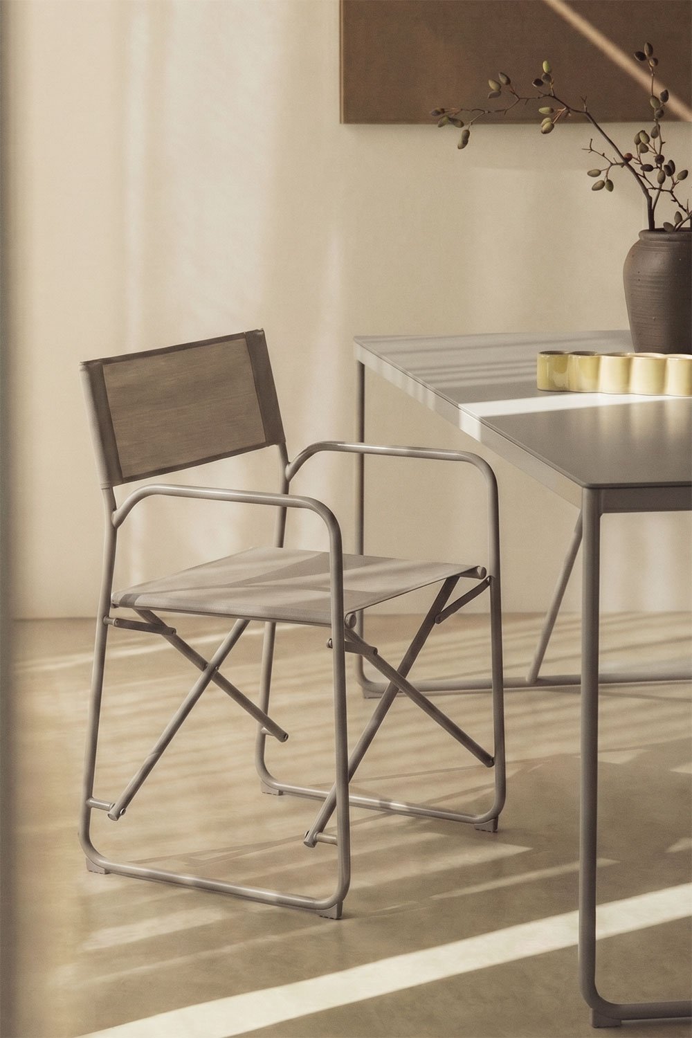 Pack de 4 chaises de réalisateur pliantes en acier Melida, image de la galerie 1