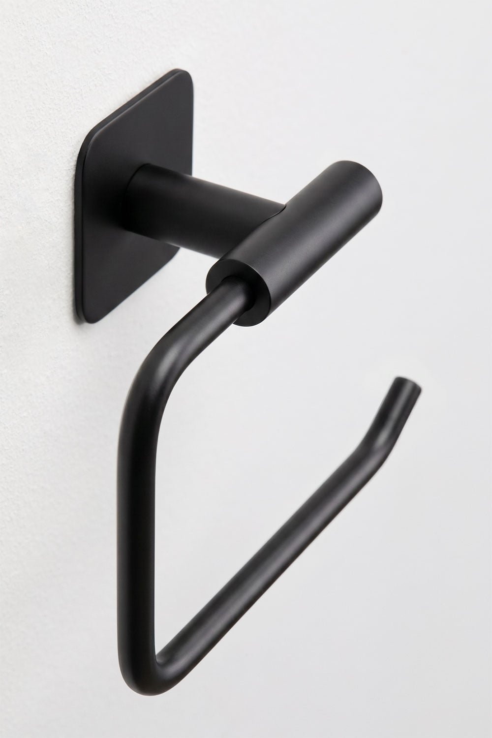 Porte-papier toilette adhésif pour salle de bain en acier inoxydable noir mat Ondreli, image de la galerie 5