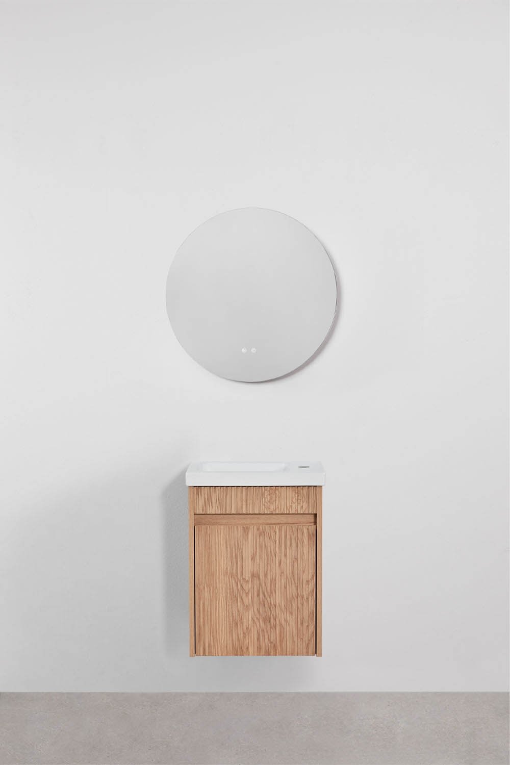 Ensemble meuble de salle de bain suspendu en bois avec lavabo intégré Narek, image de la galerie 3