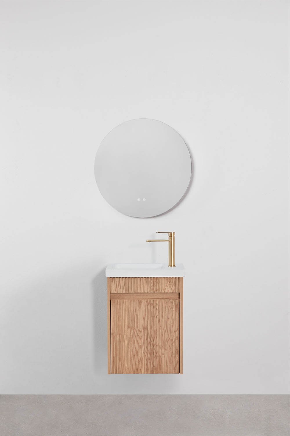 Ensemble meuble de salle de bain suspendu en bois avec lavabo intégré Narek, image de la galerie 3