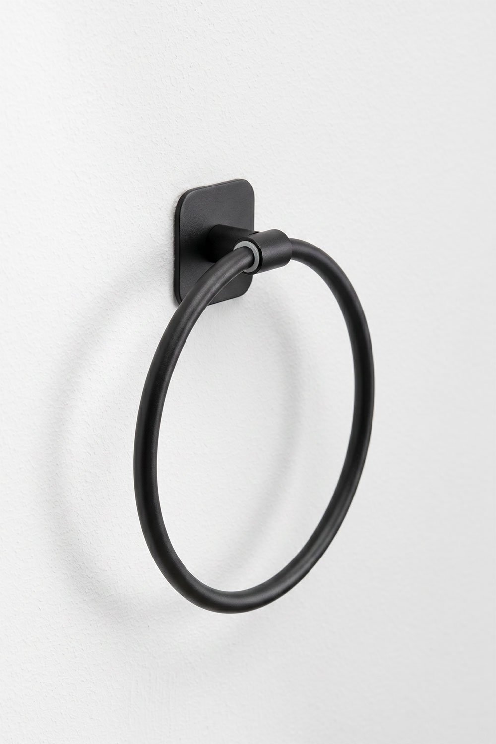 Porte-serviettes adhésif mural Ø 15 cm pour salle de bains, en acier inoxydable noir mat Ondreli, image de la galerie 2