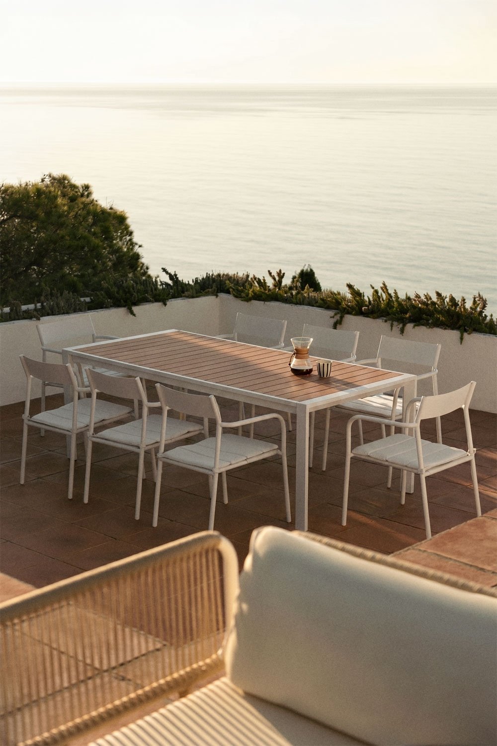 Table de jardin rectangulaire extensible en aluminium Amalfi 215-275x100 cm, image de la galerie 1