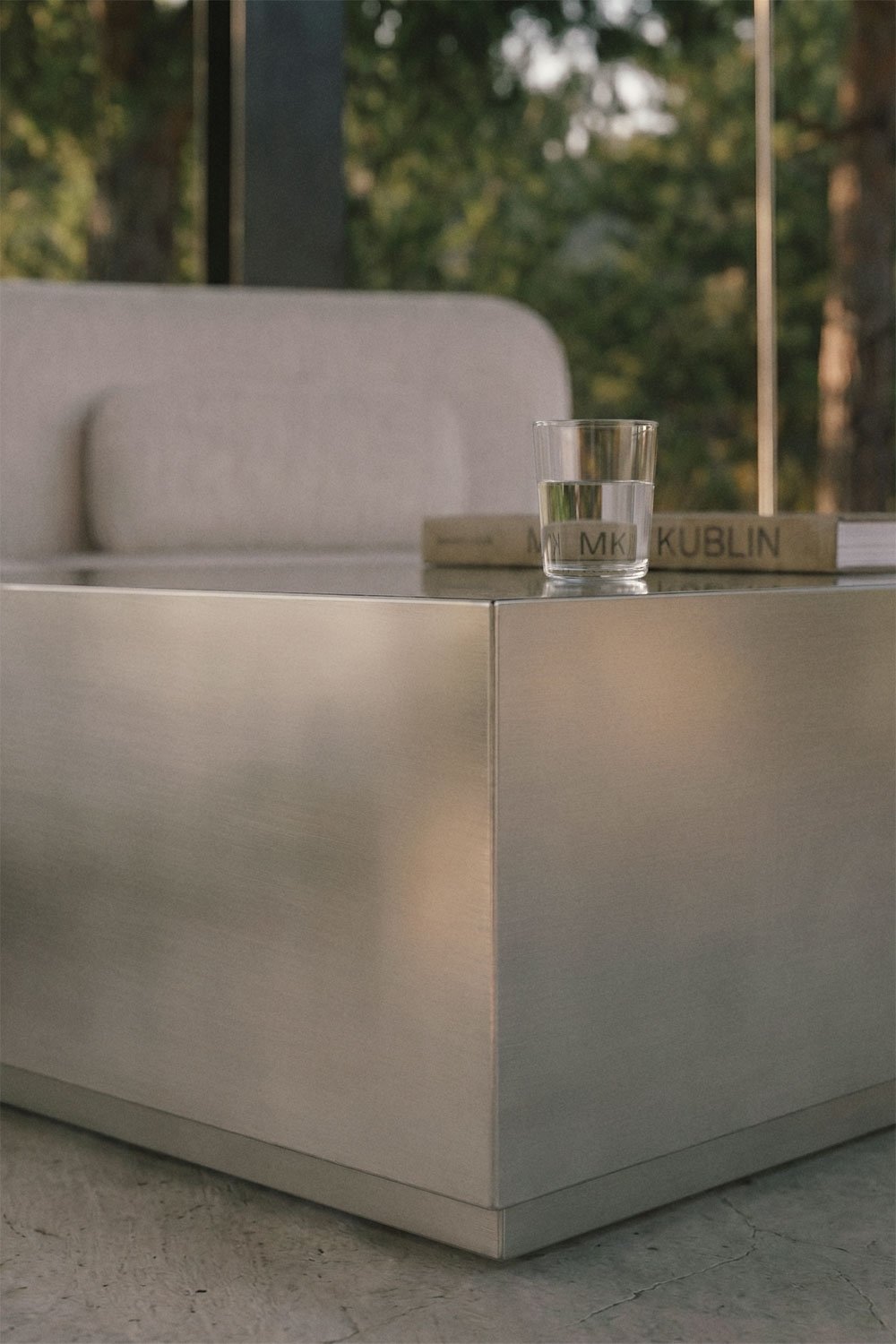 Table basse rectangulaire de jardin 100x70 cm en acier inoxydable Iuraima, image de la galerie 2