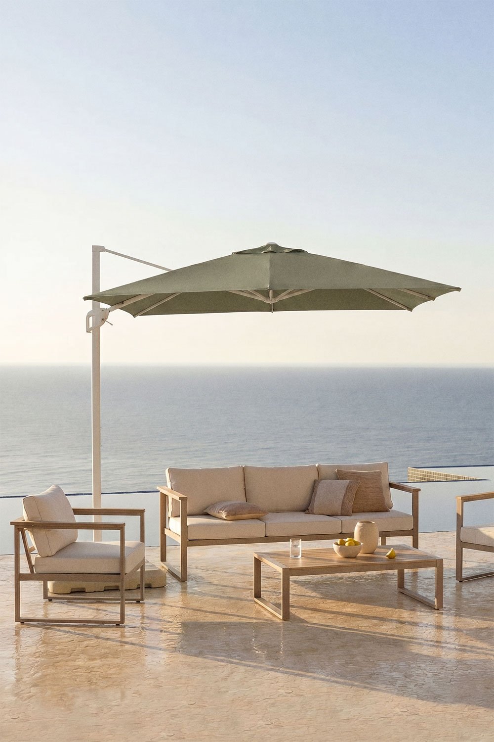 Parasol 295x295 cm en tissu et aluminium Hydra, image de la galerie 1
