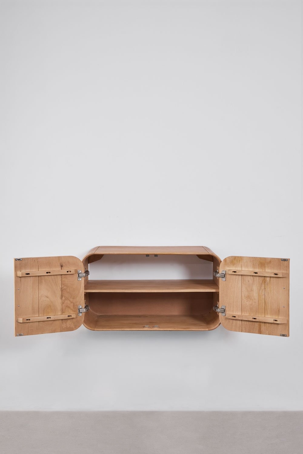 Ensemble meuble de salle de bain suspendu 95x45 cm en bois de manguier et pierre naturelle Kivalina, image de la galerie 4