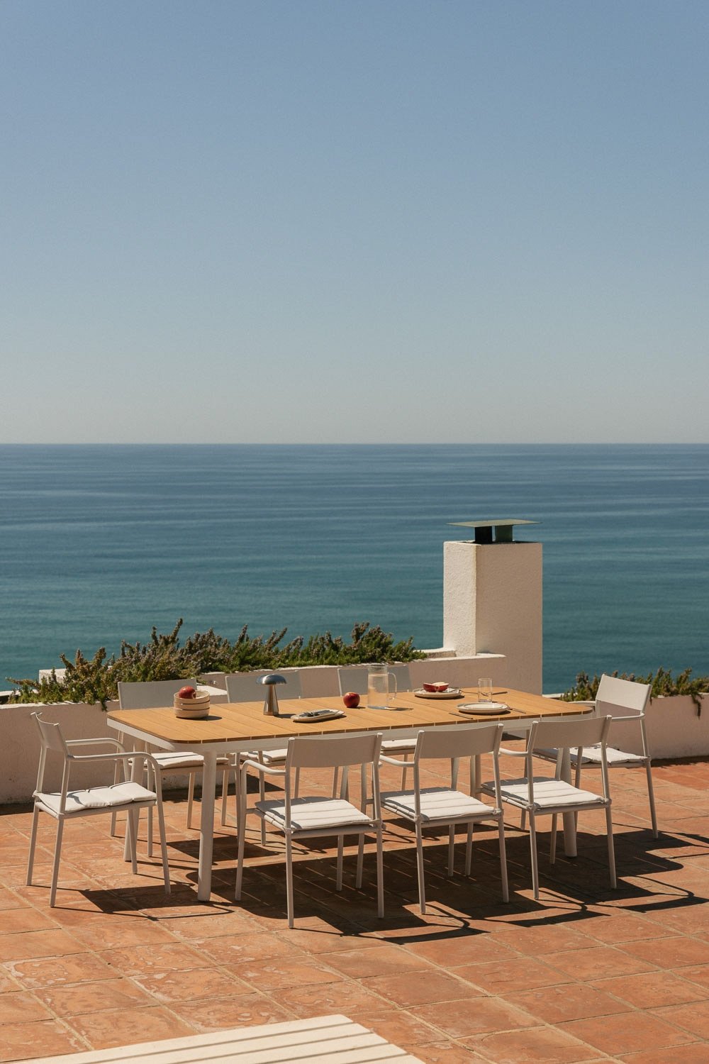 Table de jardin rectangulaire extensible en aluminium Mareiran 240-300x100 cm, image de la galerie 1